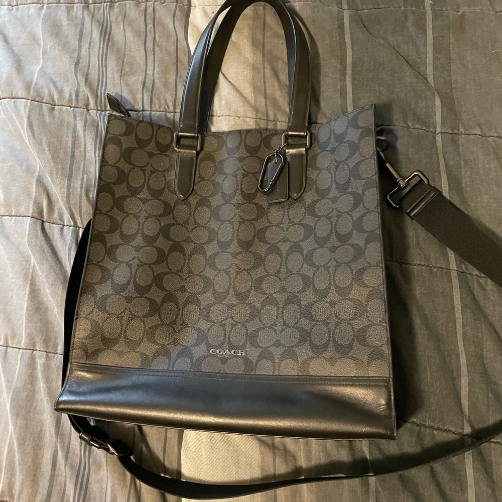 Coach Graham Structured Tote Bag in Signature Canvas in Charcoal/ Black C3232 - Picture 8 of 13